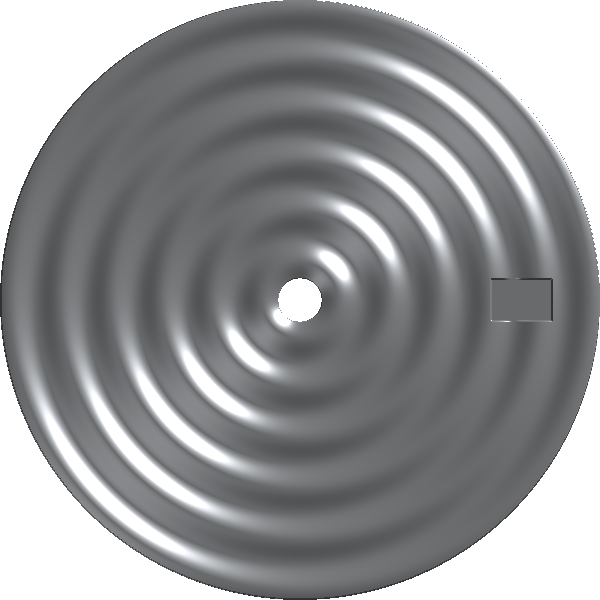 Engraved titanium concentric ripple guilloché watch dial.