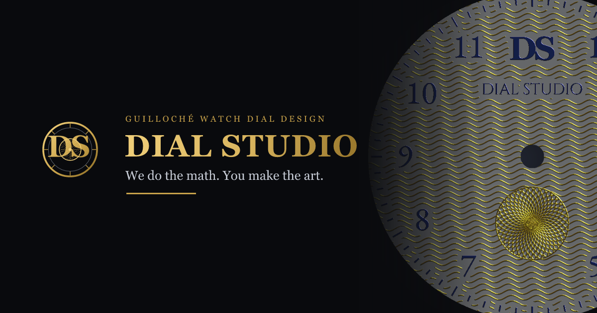 Guilloché watch dial render with gold markers and engraved texture